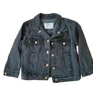 Zara Faded Black Denim Jacket